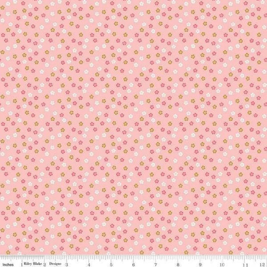 Fat Quarter - Ahoy! Mermaids Floral Pink Sparkle - Melissa Mortenson - Riley Blake - Cotton Fabric