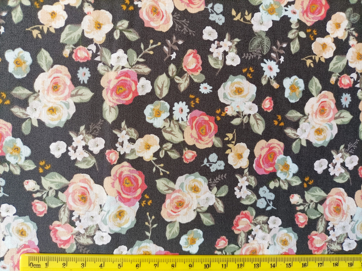 Cotton Fabric - Gingham Gardens Floral Charcoal - Riley Blake