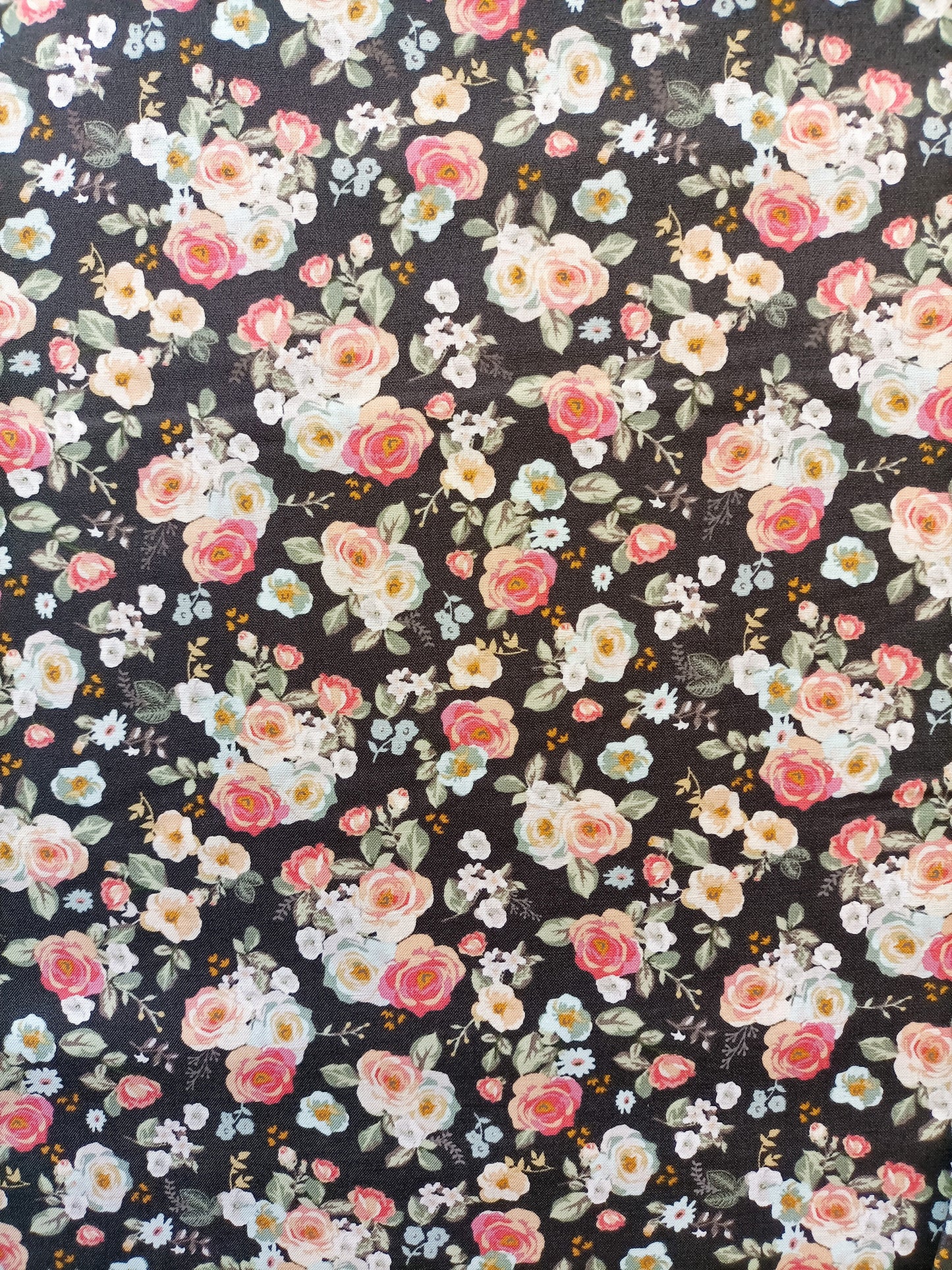 Cotton Fabric - Gingham Gardens Floral Charcoal - Riley Blake