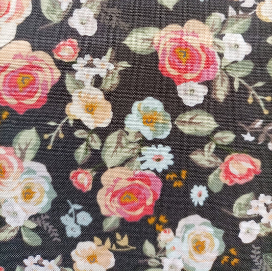 Fat Quarter - Gingham Gardens Floral Charcoal - Riley Blake - Cotton Fabric