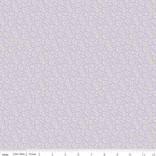 Cotton Fabric - Lilac Lace Effect Floral Pattern - Penny Rose Fabrics