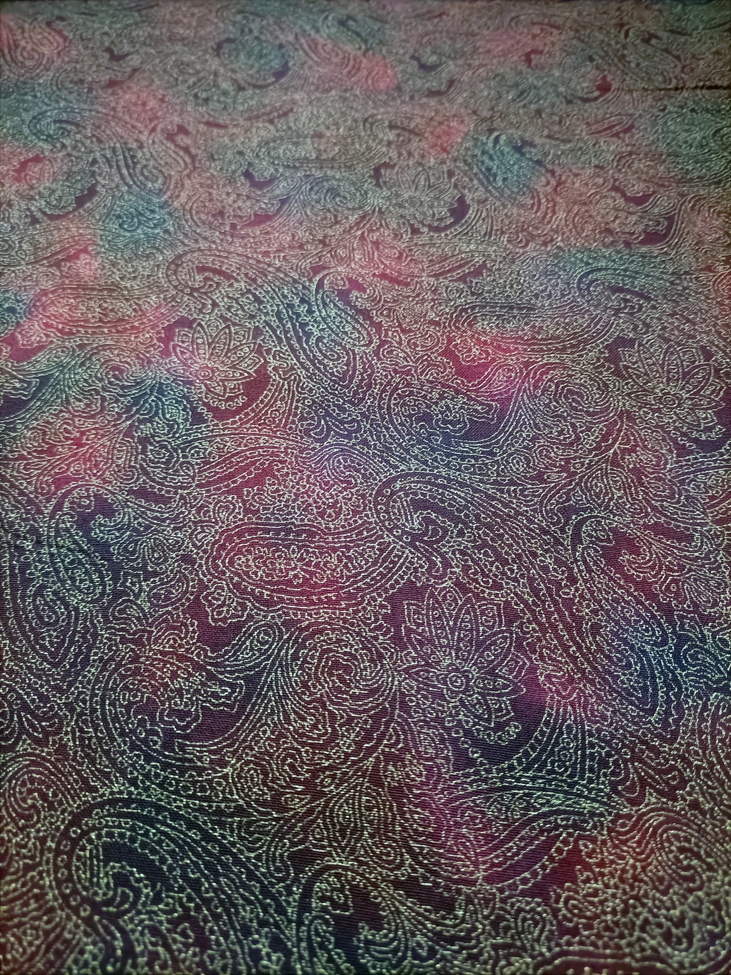 Cotton Fabric - Paisley Maroon Metallic Holiday Joy