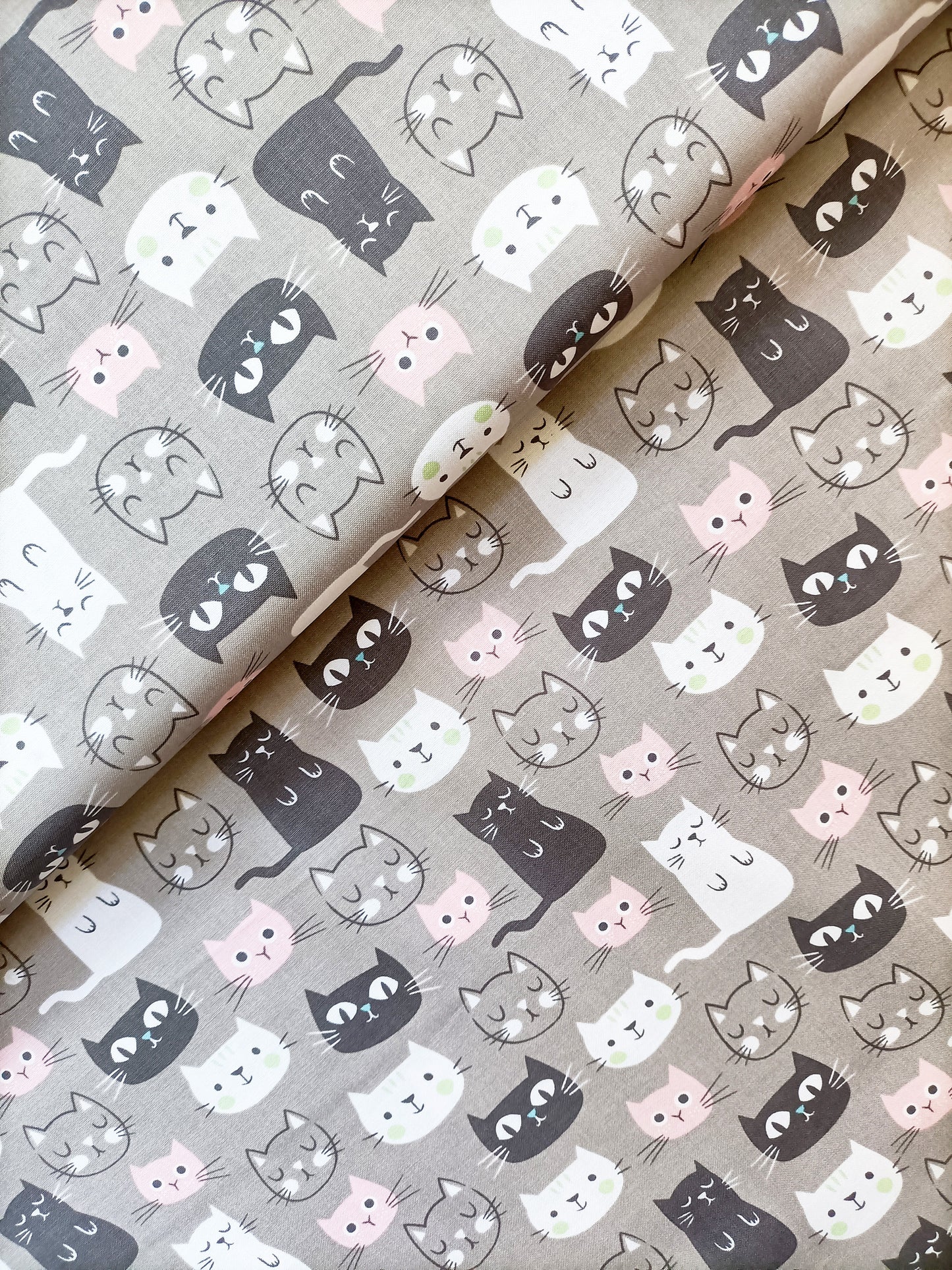 Cotton Fabric - Purrfect Day Cats on Grey - My Mind's Eye - Riley Blake