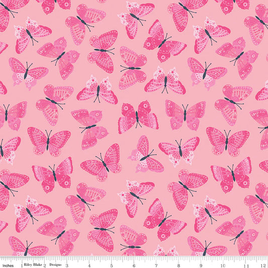 Cotton Fabric - Strength in Pink Butterflies Blush - Riley Blake