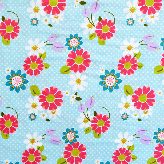 Stretch Jersey - Floral Blue stretch knit