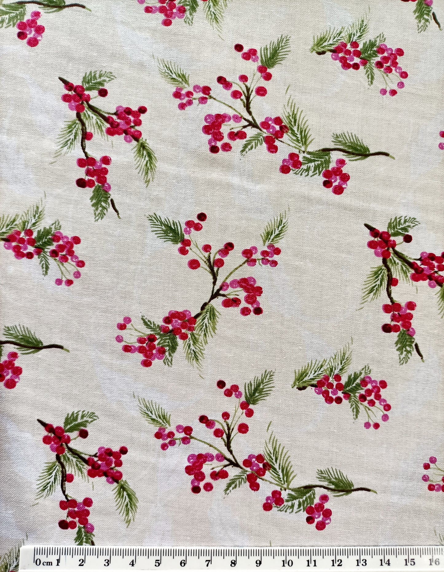 Fat Quarter - Red Berries - Fabric Rescue - Cotton Fabric