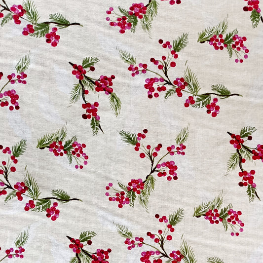 Fat Quarter - Red Berries - Fabric Rescue - Cotton Fabric