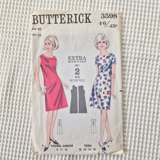 Butterick 3598, teen dress pattern, size 12