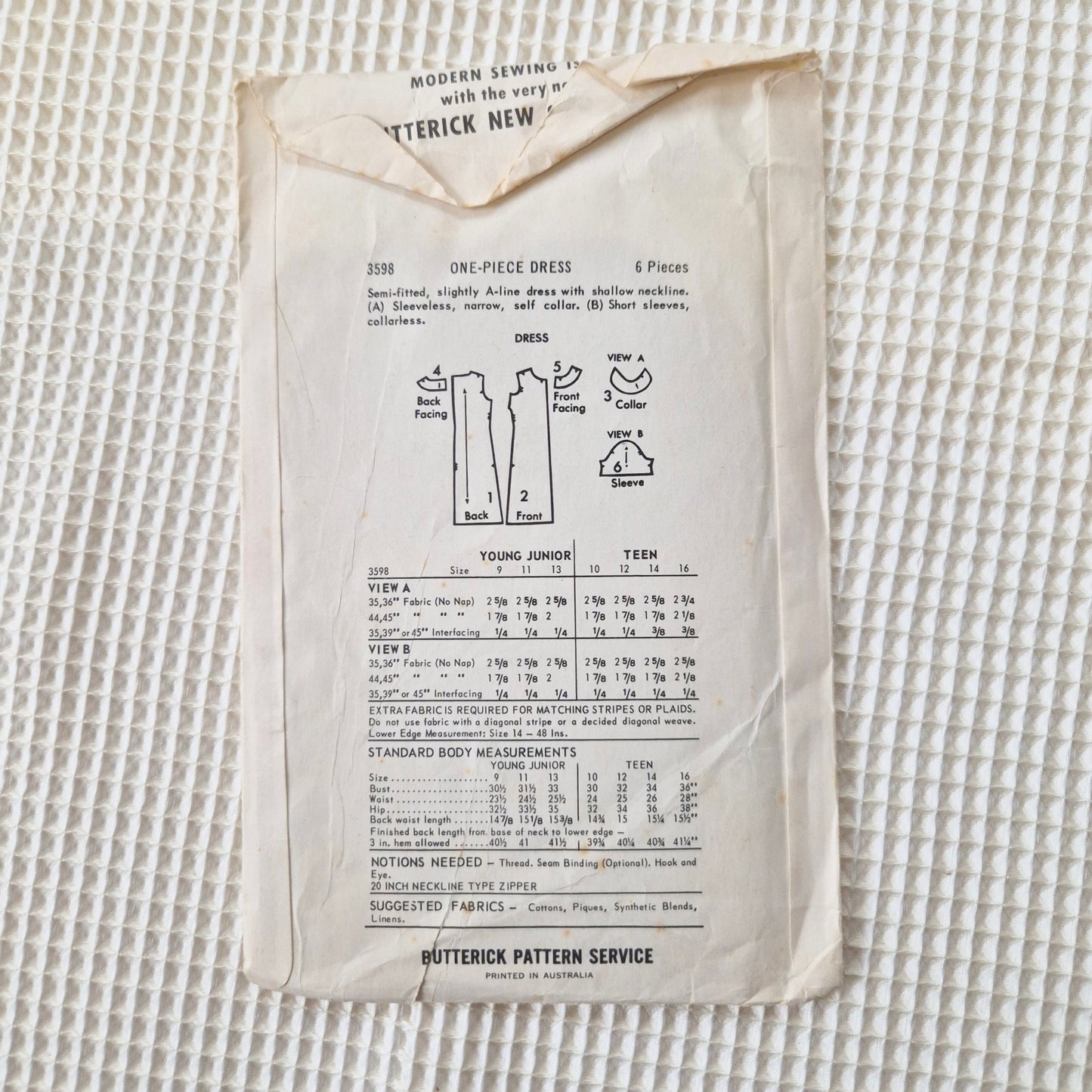 Butterick 3598 sewing pattern