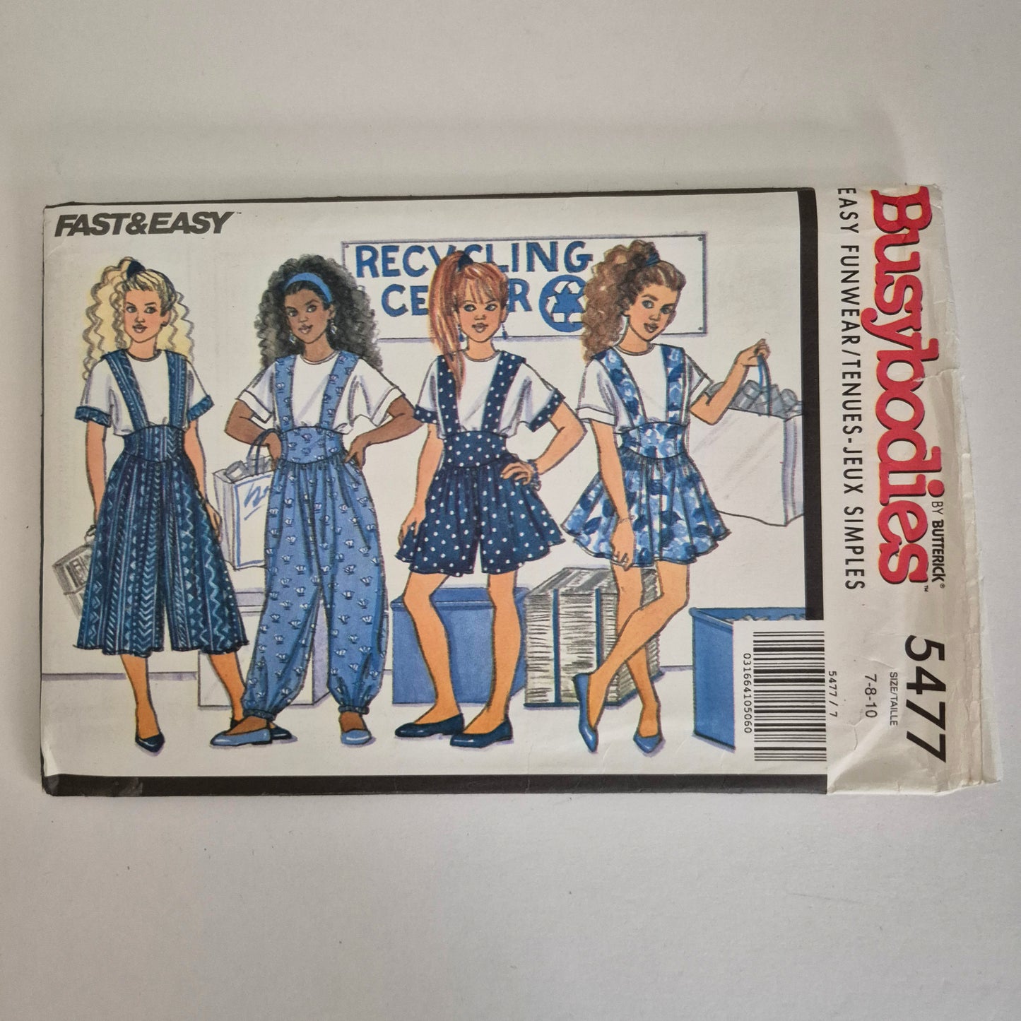 Butterick 5477, girls top jumpsuit jumper/pinafore pattern, Sizes 7 to 10