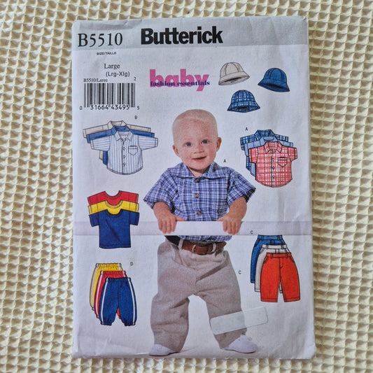 Butterick B5510, Infant shirt t-shirt pants and hat pattern, Sizes L - XL
