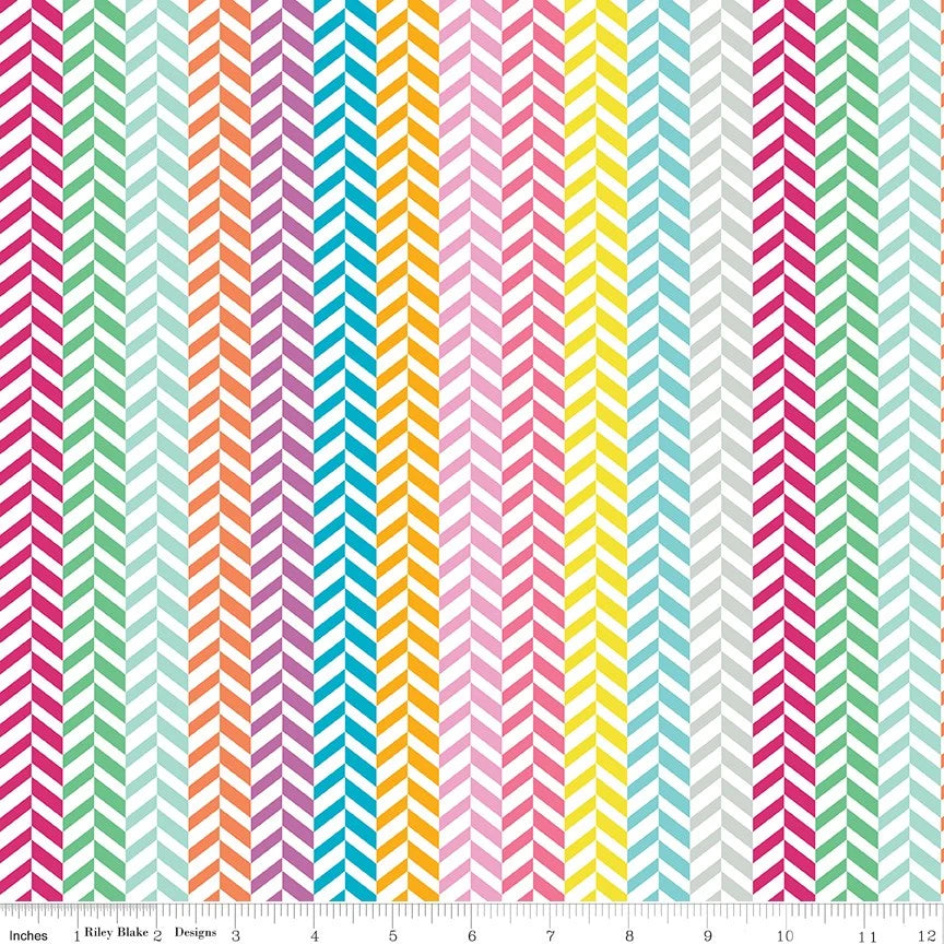 Cotton Fabric - Effervescence Herringbone Multicolour