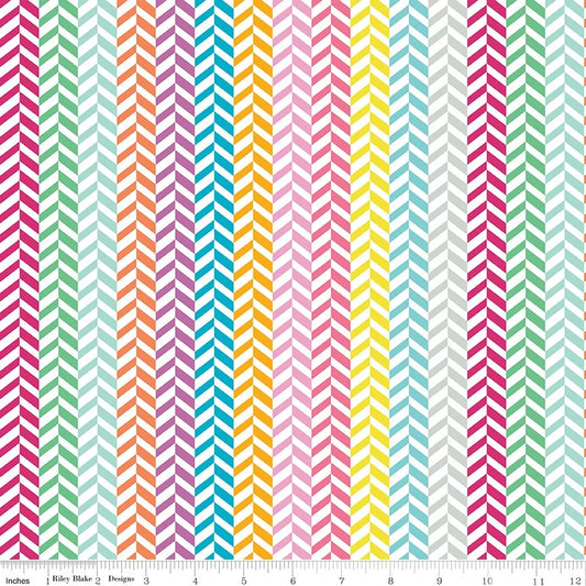 Cotton Fabric - Effervescence Herringbone Multicolour