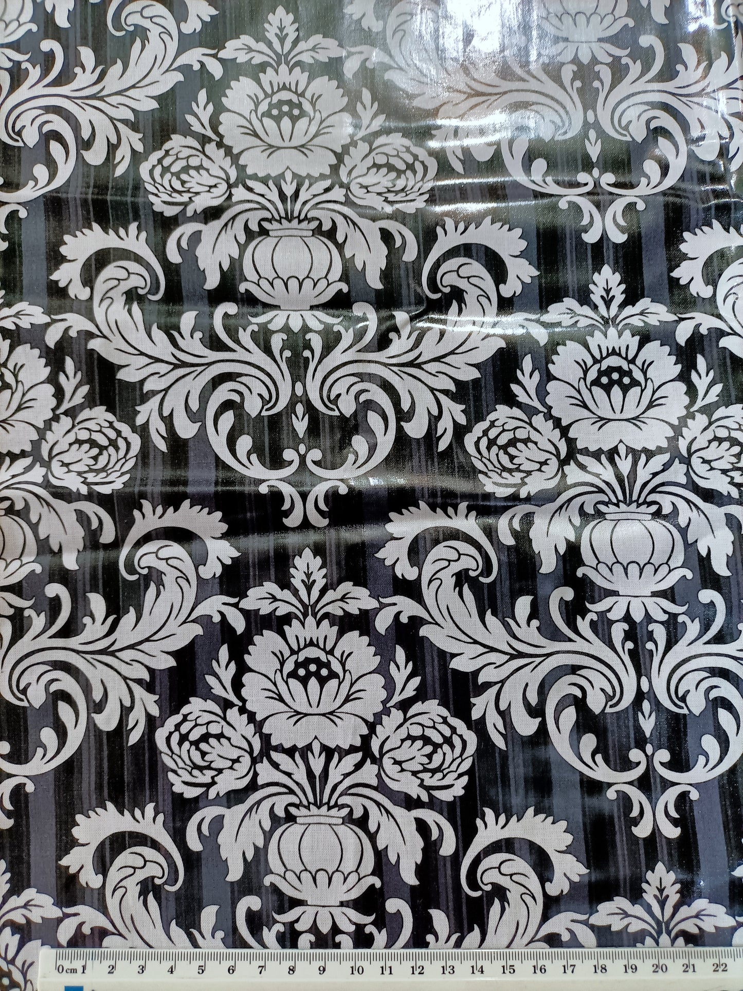 Laminated Cotton - Fleur Noir - 1m x 90cm Remnant - Fabric Rescue