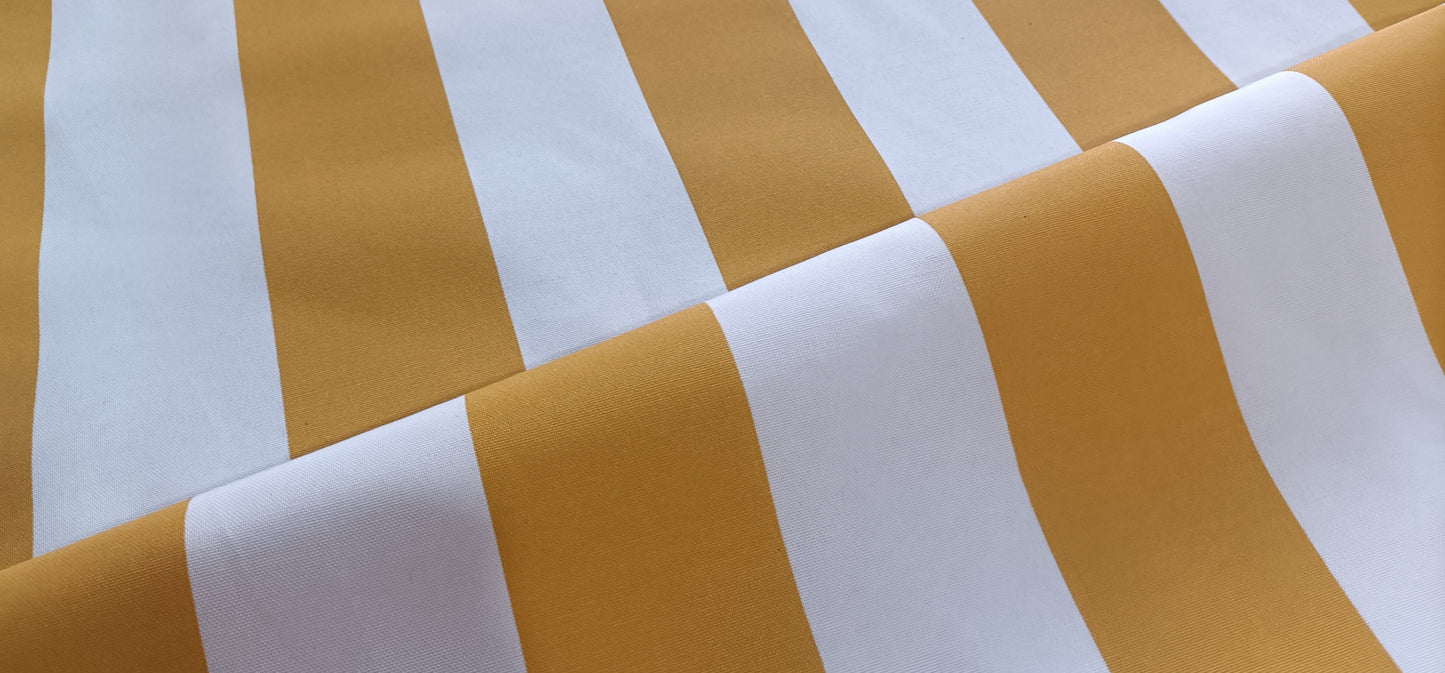 Canvas - Large Gold and White Stripe - Indoor/Outdoor Use - Fabric Rescue