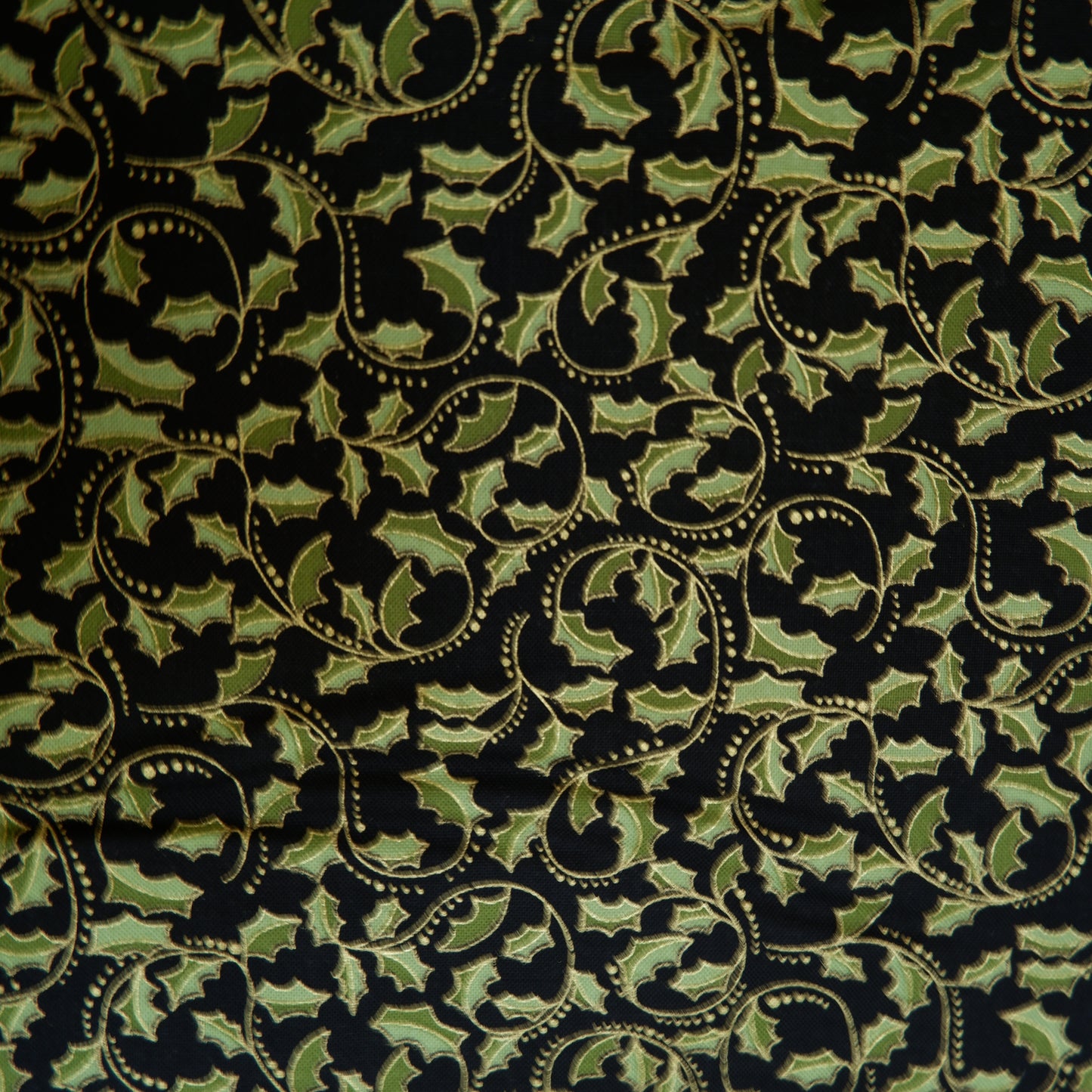 Cotton Fabric - Golden Leaf Scroll on Black - Jackie Robinson - Benartex