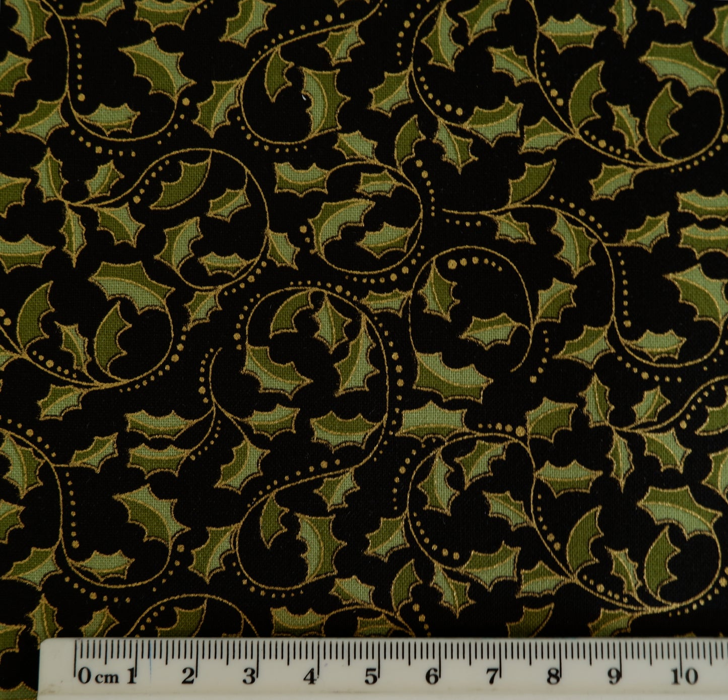 Cotton Fabric - Golden Leaf Scroll on Black - Jackie Robinson - Benartex