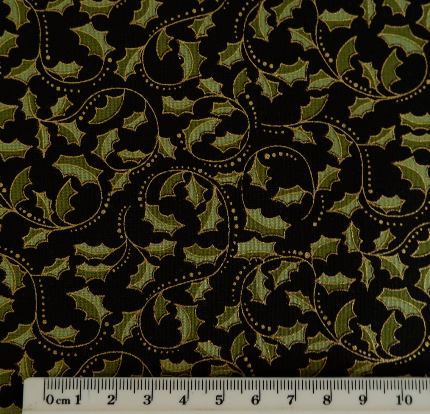 Fat Quarter - Golden Leaf Scroll on Black - Jackie Robinson - Benartex - Cotton Fabric