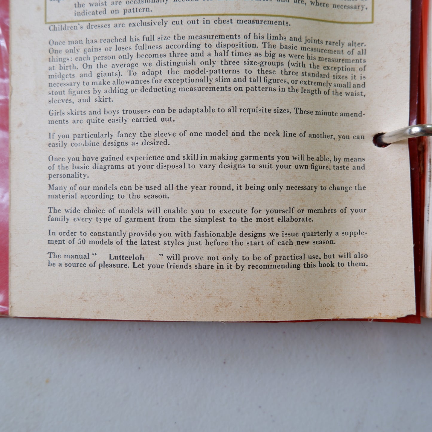 The Golden Rule, Lutterloh pattern cutting system