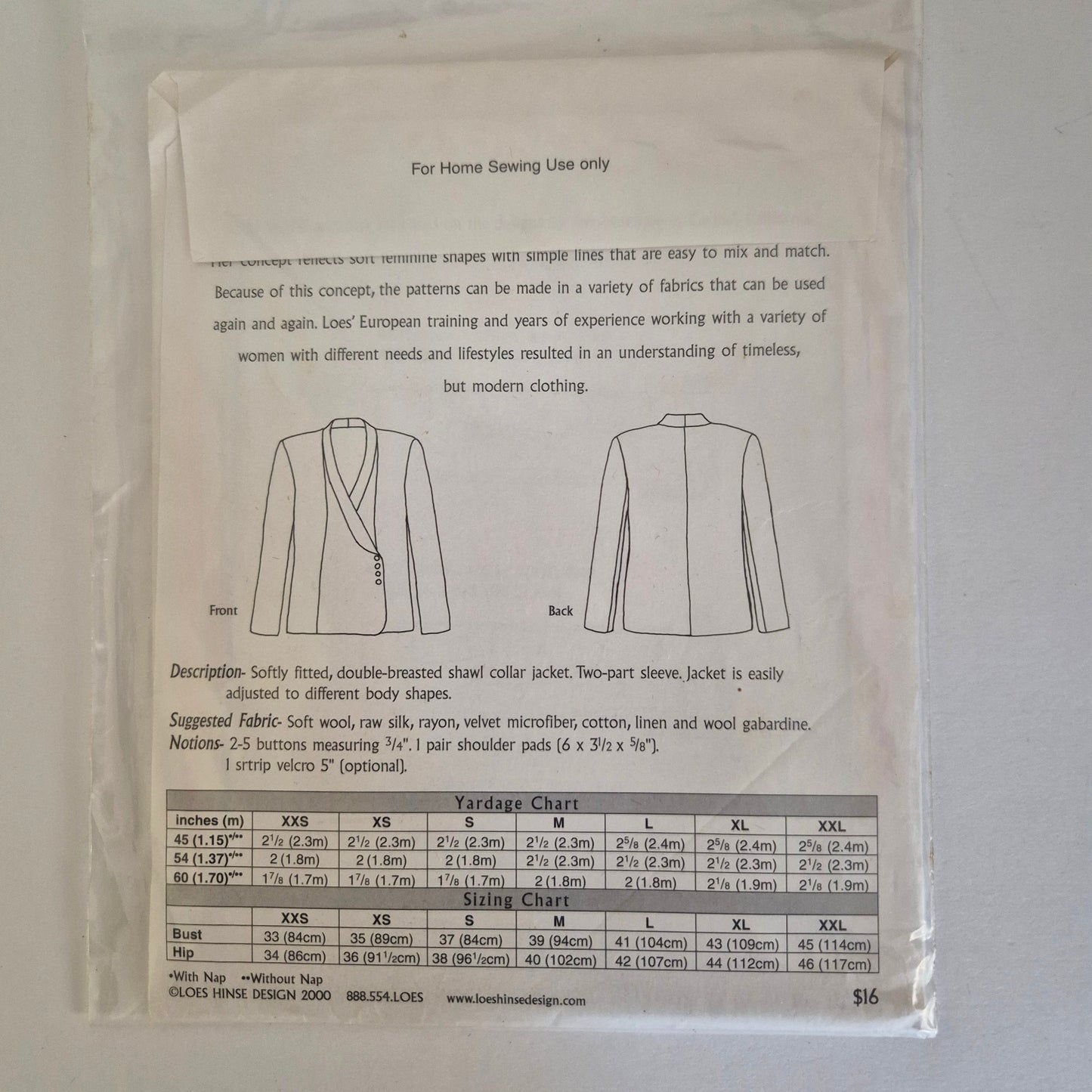 Loes Hinse Design Retro Jacket no 5102, XXS to XXL