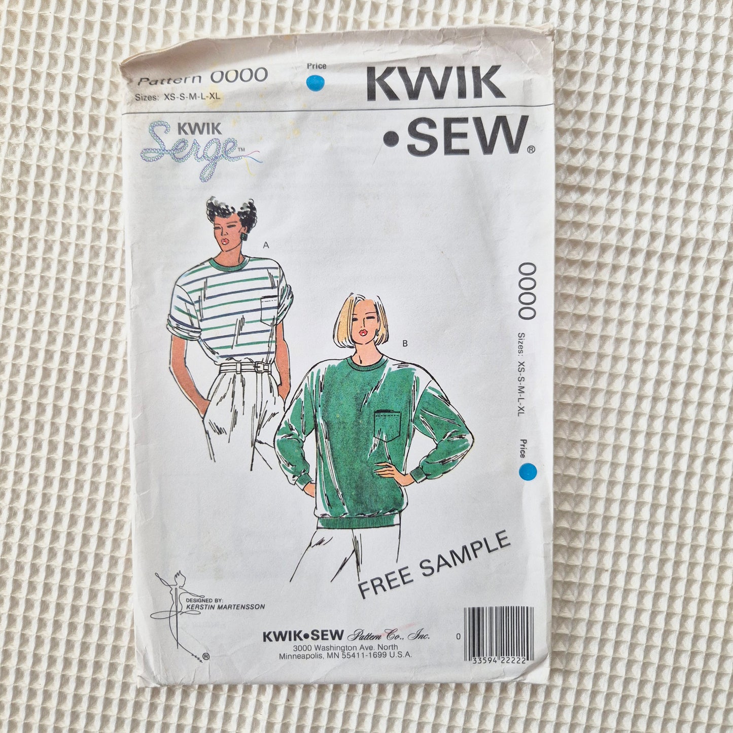 Kwik Sew 0000, t-shirt pattern. Sizes XS to XL
