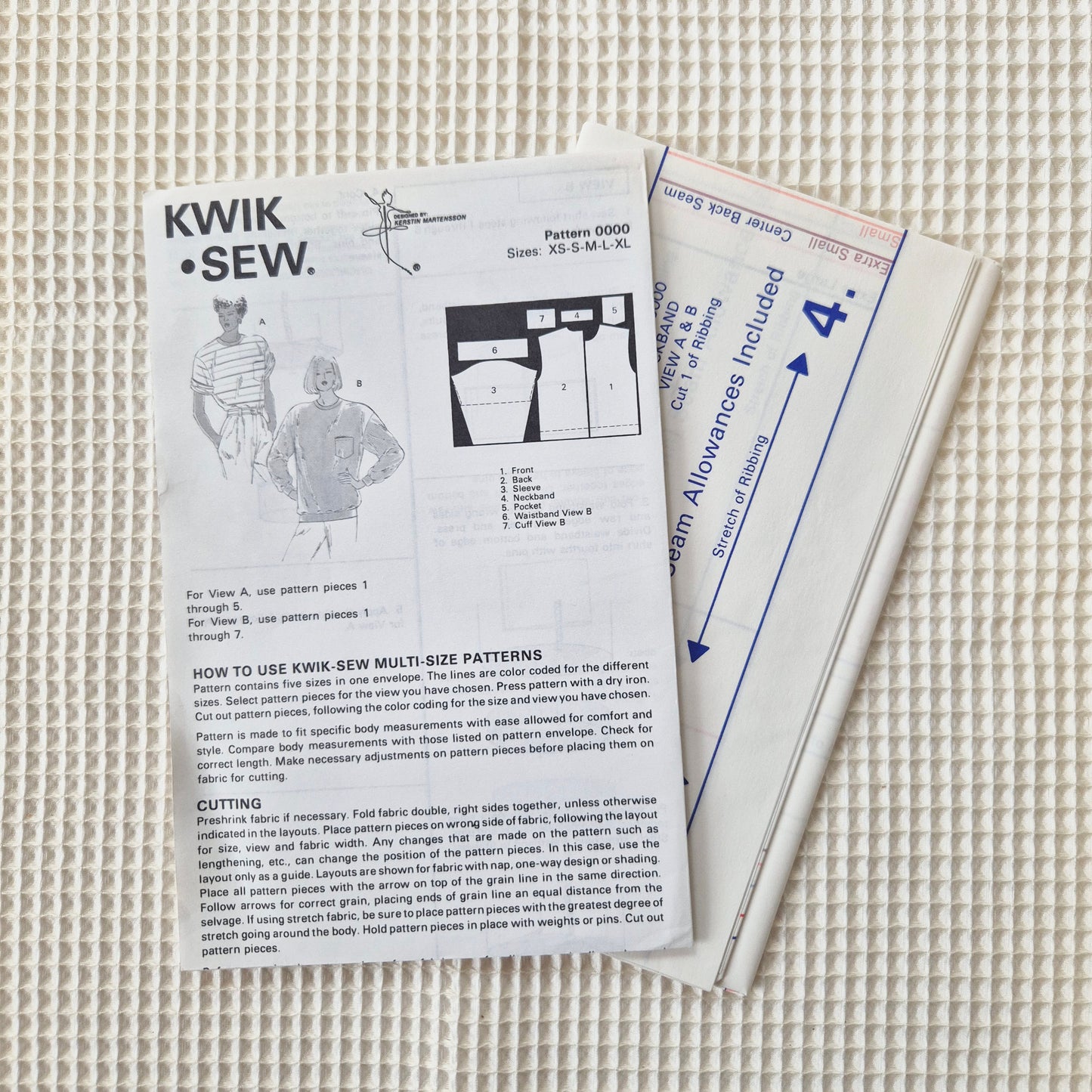 Kwik Sew 0000, t-shirt pattern. Sizes XS to XL