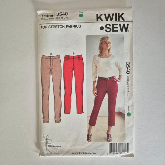 Kwik Sew 3540, Misses' pants pattern, sizes XS - XL