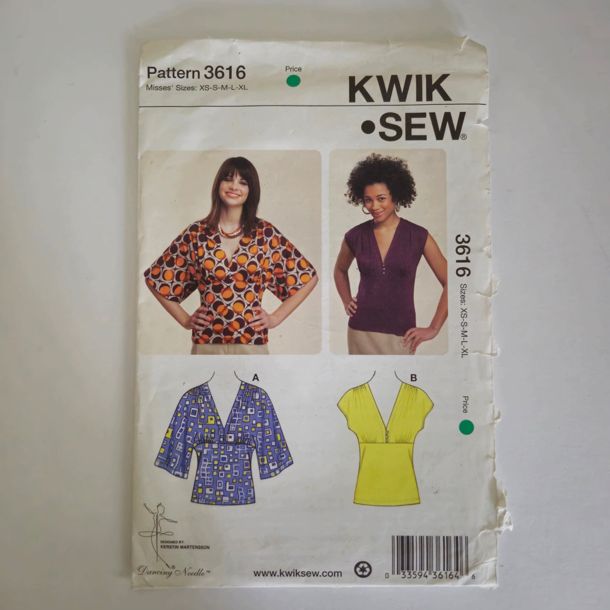 Kwik Sew 3616, Tops pattern. Sizes XS to XL – AltFabrics