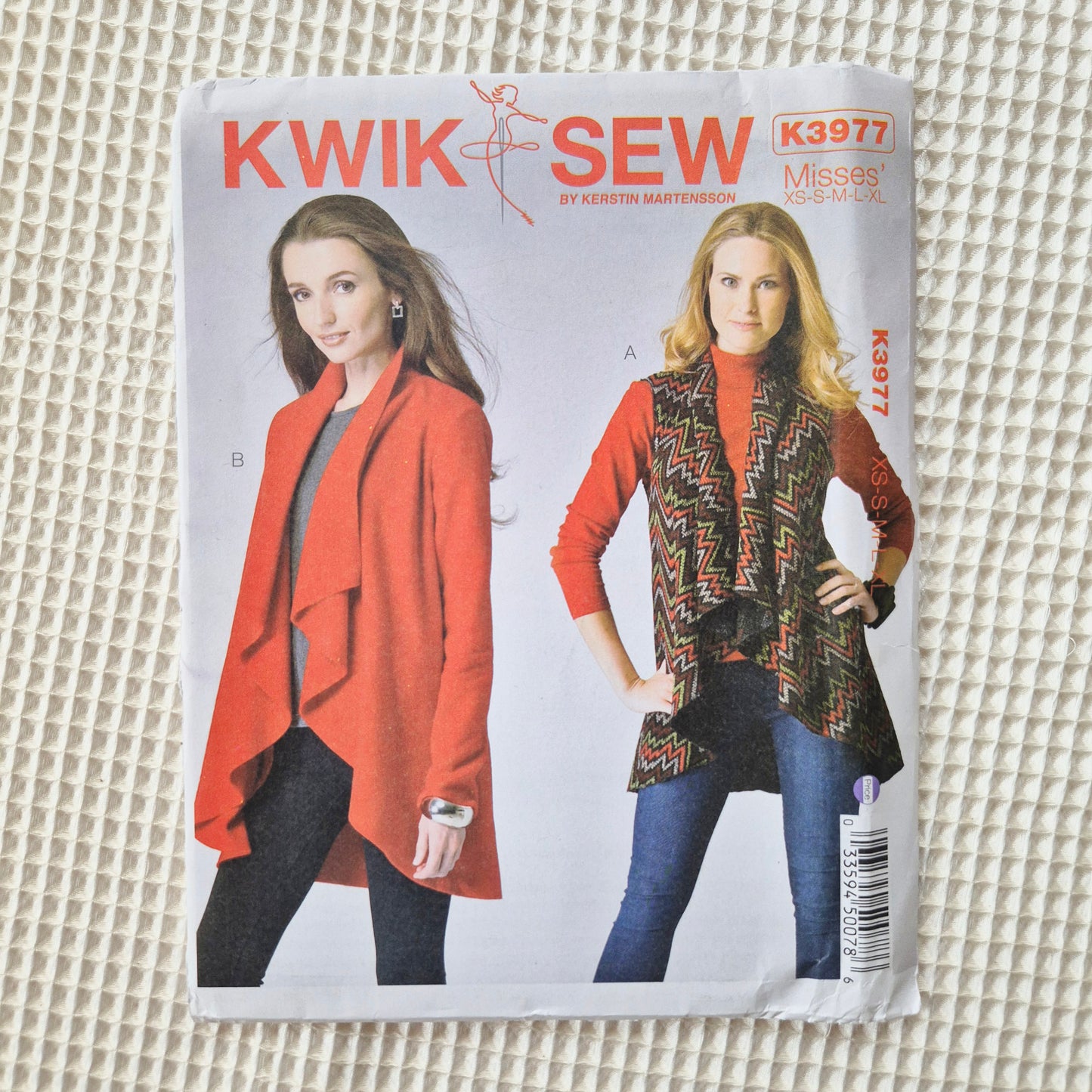 Kwik Sew K3977, misses vest and jacket pattern. Sizes XS to XL