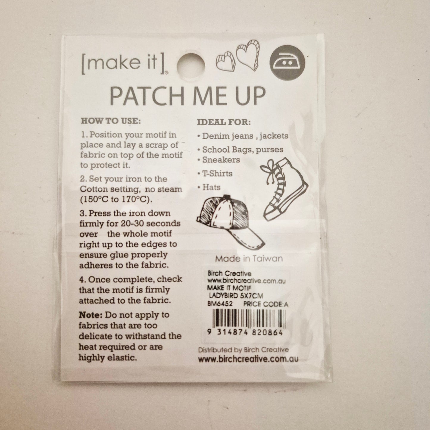 Back of ladybird motif package