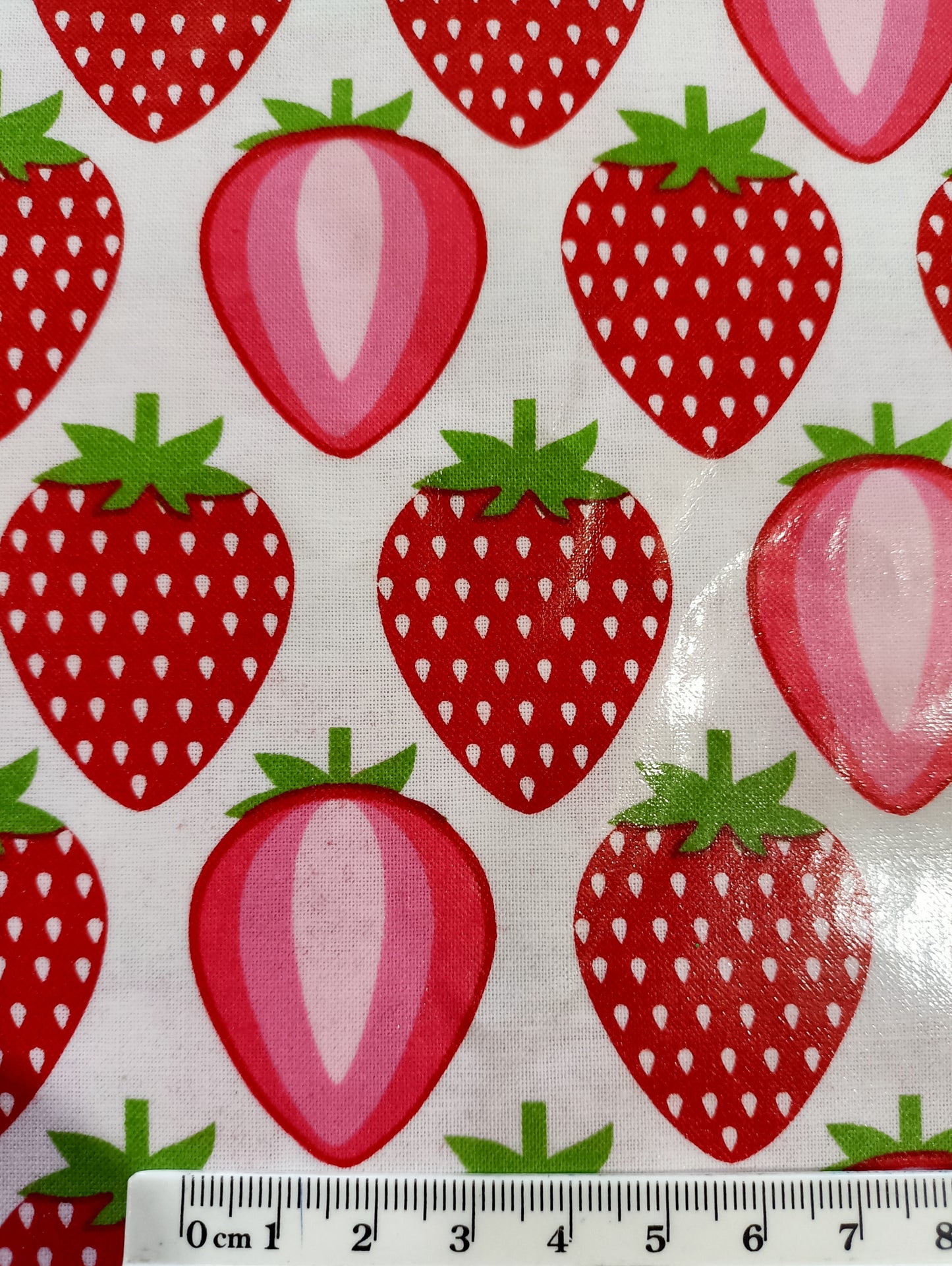 Laminated Cotton - Strawberries - 70cm Remnant - Fabric Rescue