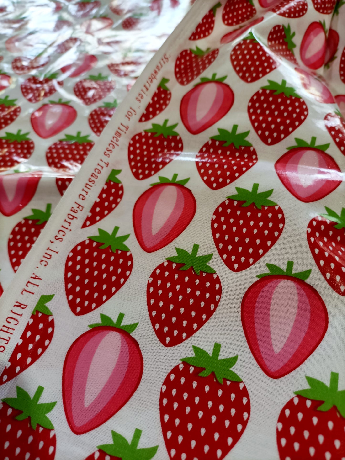 Laminated Cotton - Strawberries - Fabric Rescue