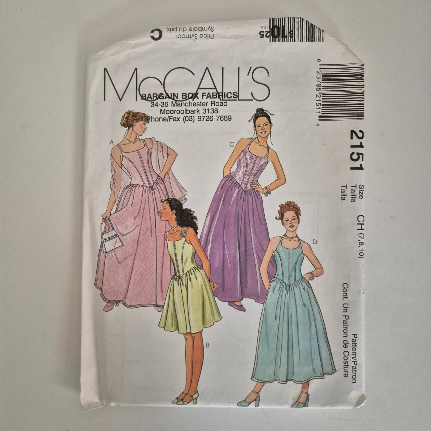 McCall's 2151, girls stole and dress pattern, size 7 to 10