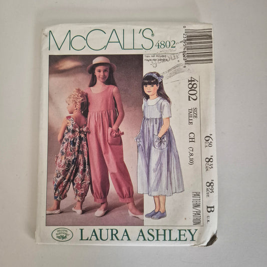 McCall's 4802, girls jumpsuit and sundress pattern, size 7 to 10