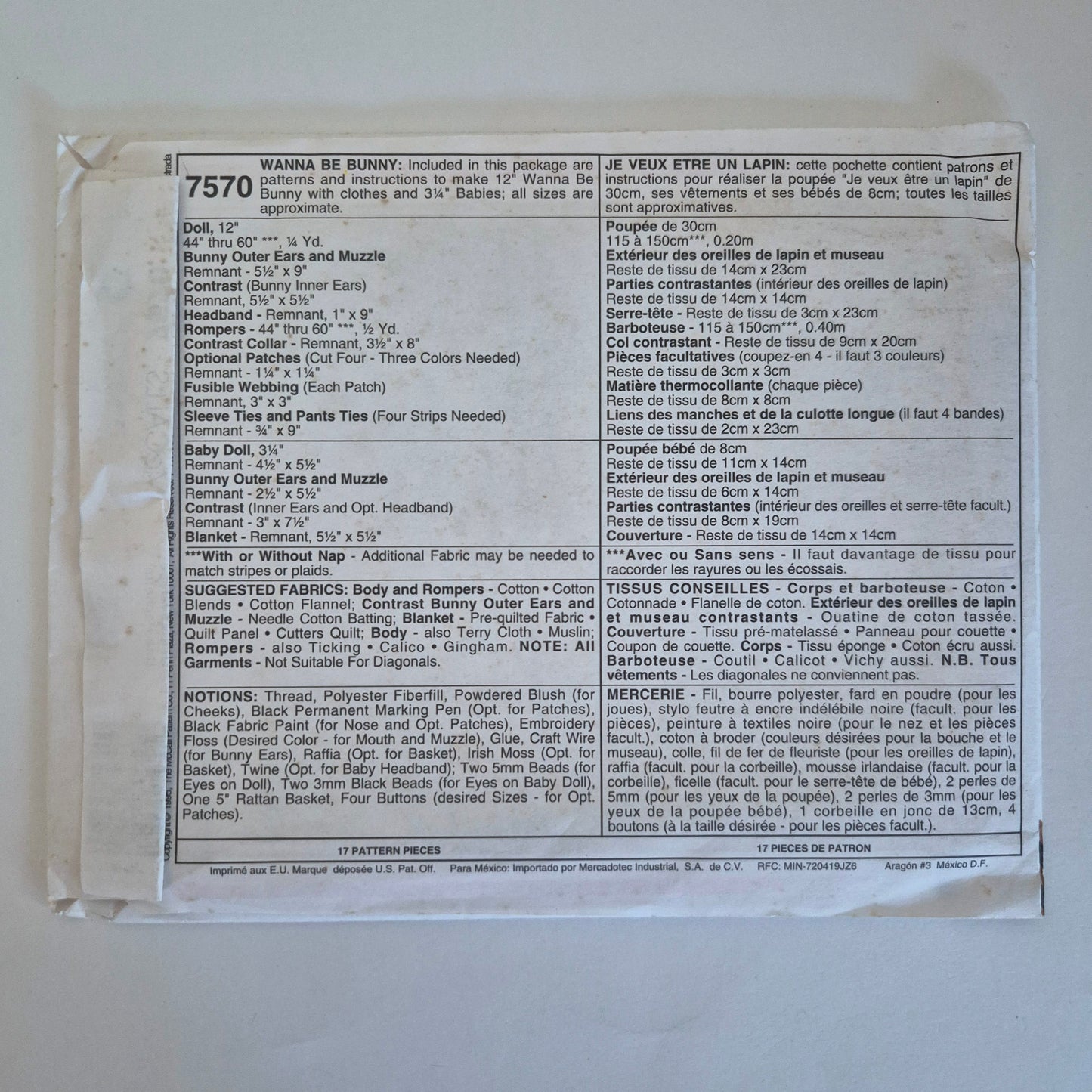 McCall's 7570, Wanna-be Bunny, 12" Bear with bunny ears