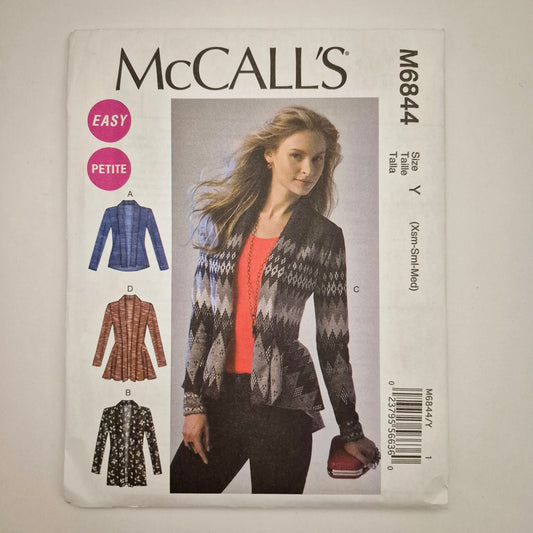 McCall's M6844, cardigan pattern, sizes XS to M, 4 - 14