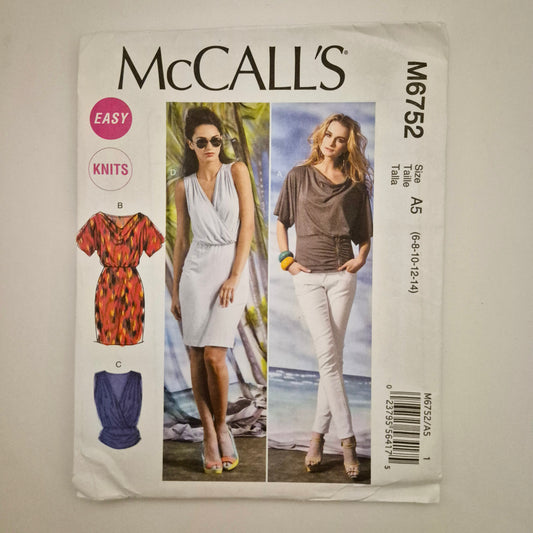 McCall's M6752, top and dress pattern, sizes 6 - 14