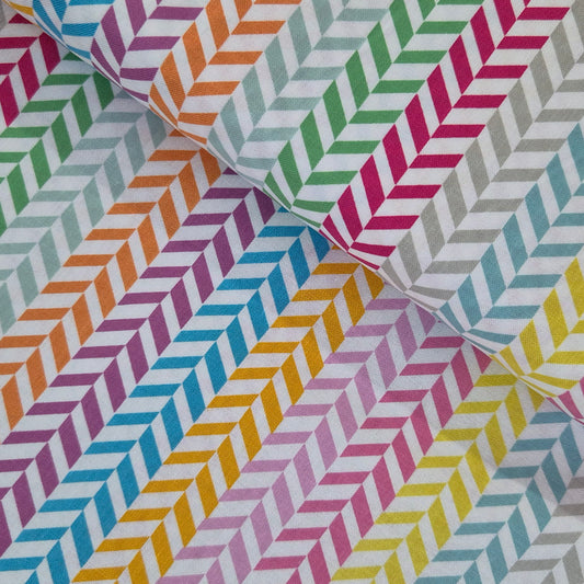 Cotton Fabric - Effervescence Herringbone Multicolour