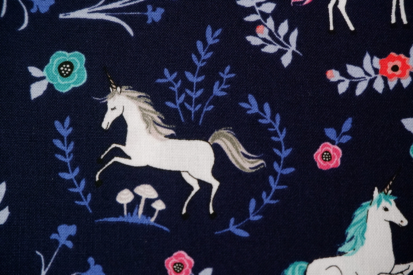 My Unicorn Cotton fabric - Navy - Riley Blake