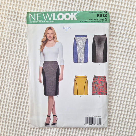 New Look 6312, skirt pattern, sizes 8 - 20