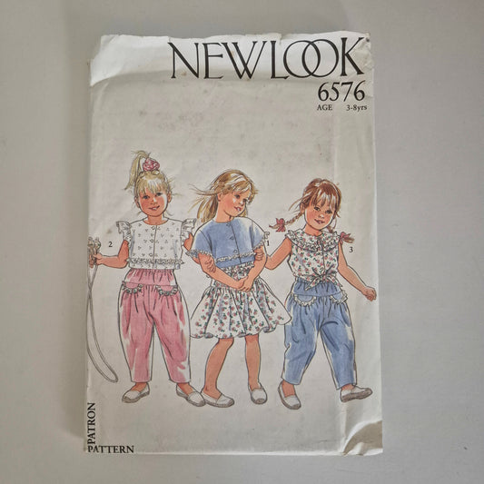 New Look 6576, girls top skirt and trousers pattern, Sizes 3 to 8 years