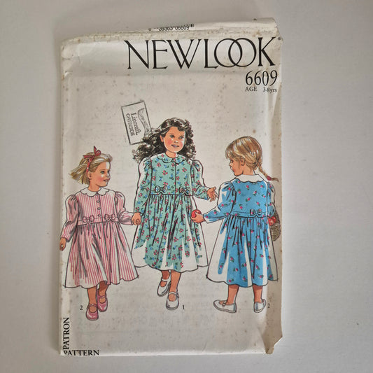 New Look 6609, girls dress pattern, ages 3 to 8