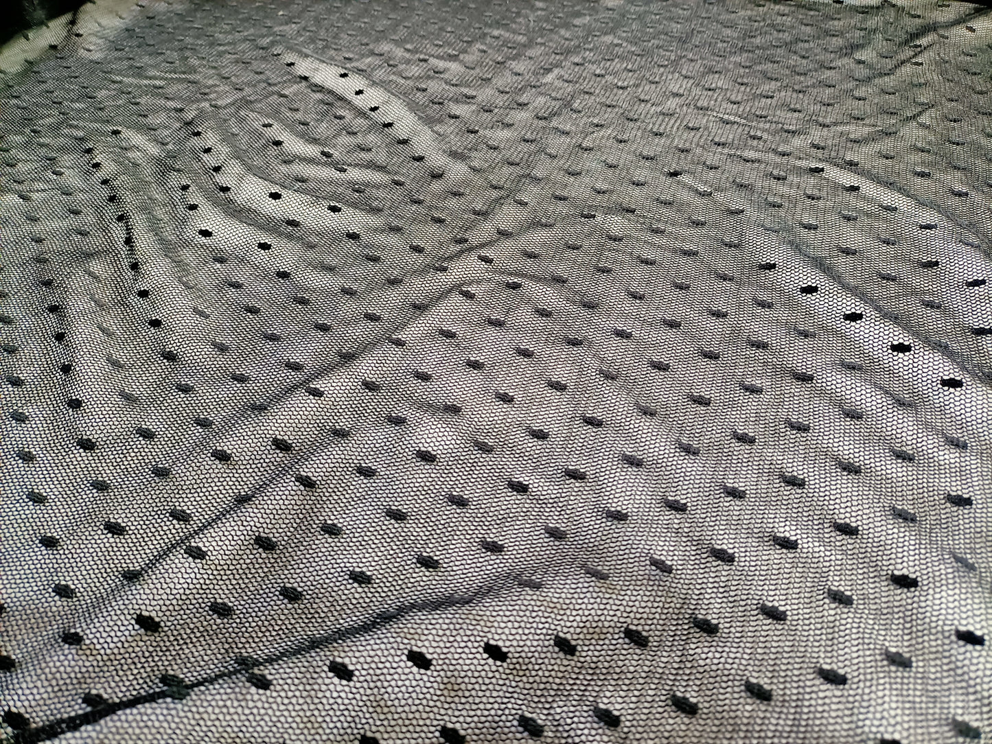 Black nylon stretch mesh lace - Fabric Rescue