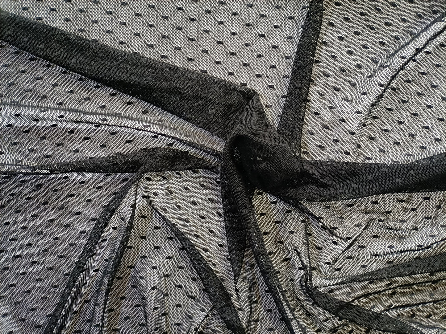Black nylon stretch mesh lace - Fabric Rescue