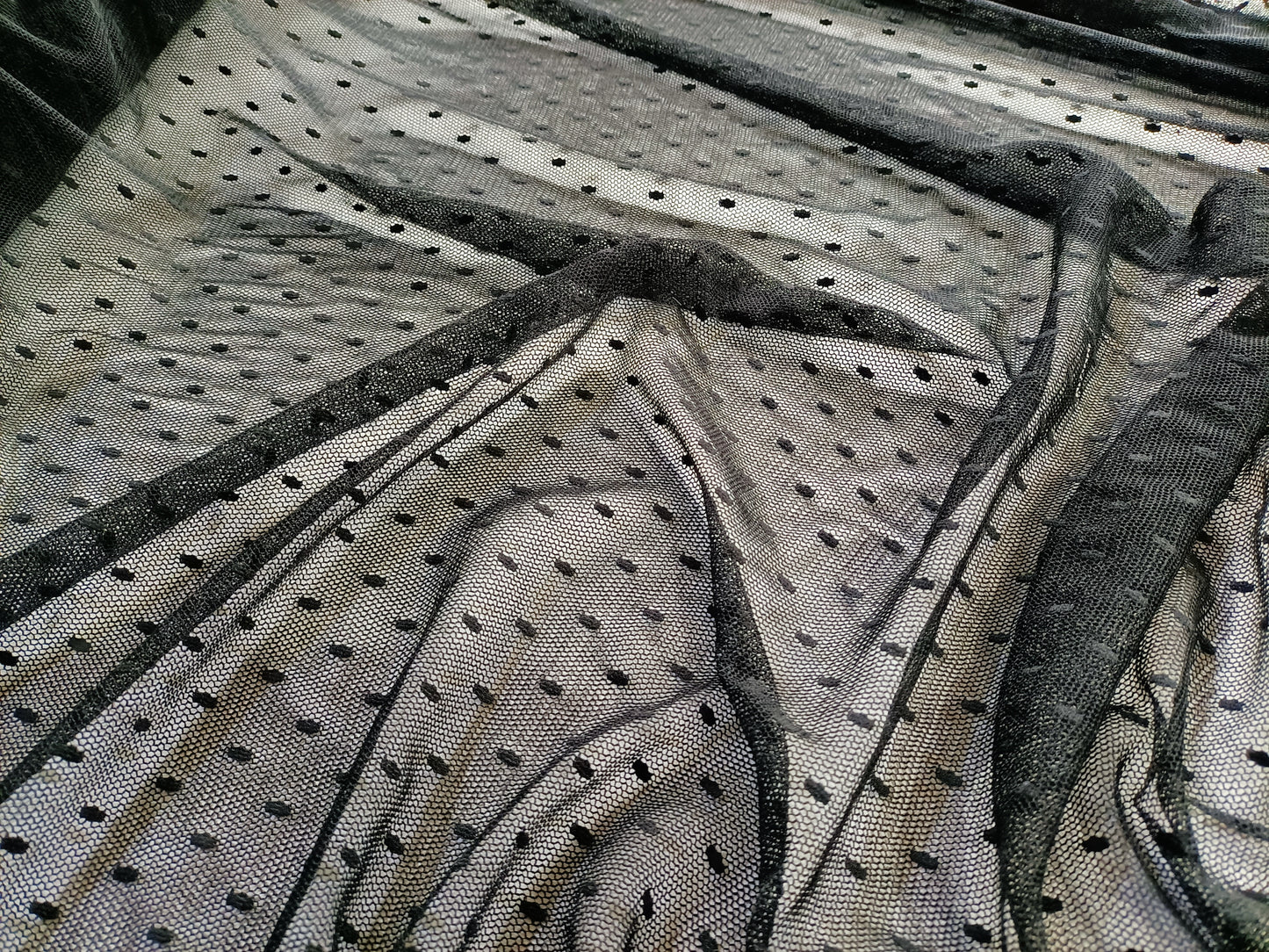 Black nylon stretch mesh lace - Fabric Rescue