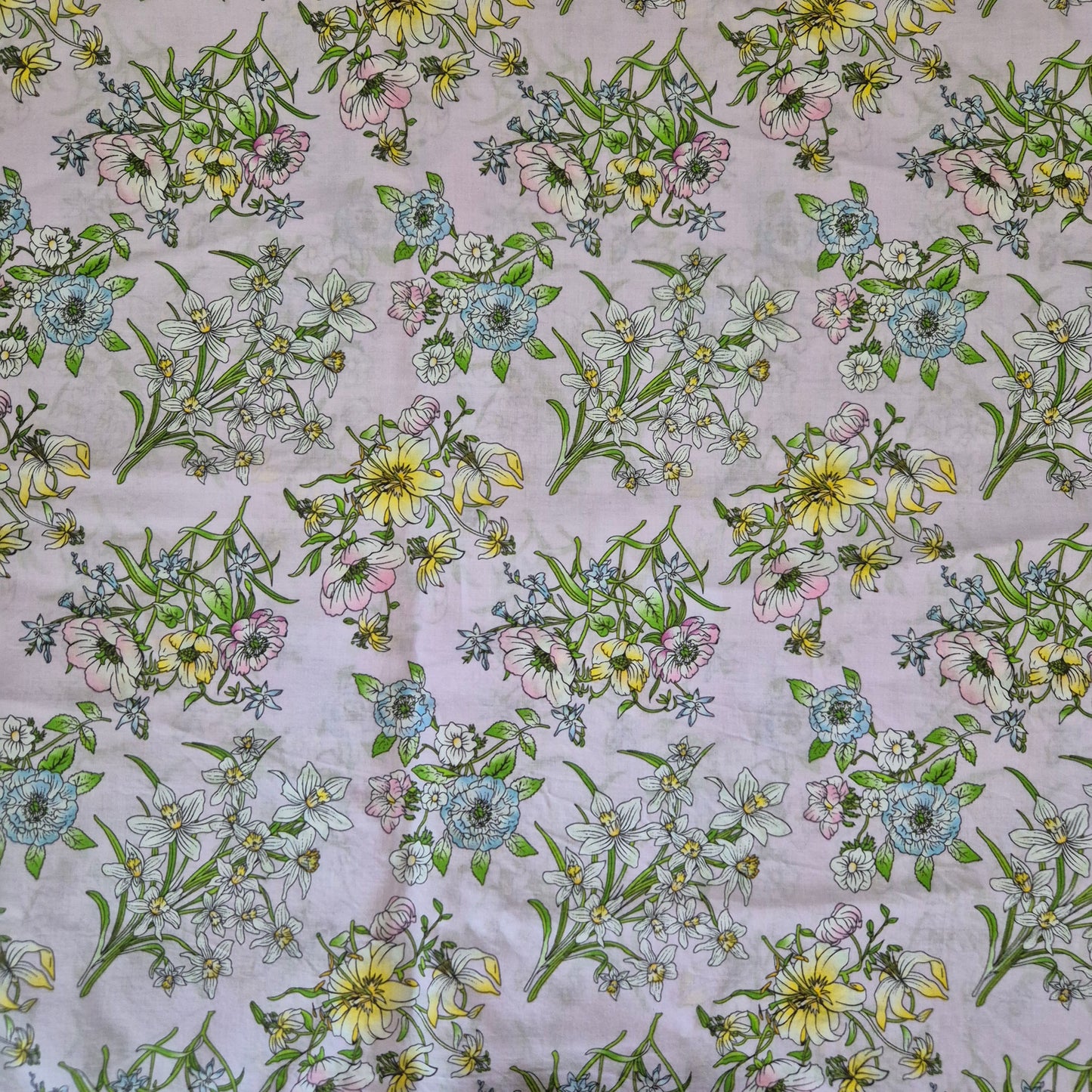 pink voile with flower bouquet design