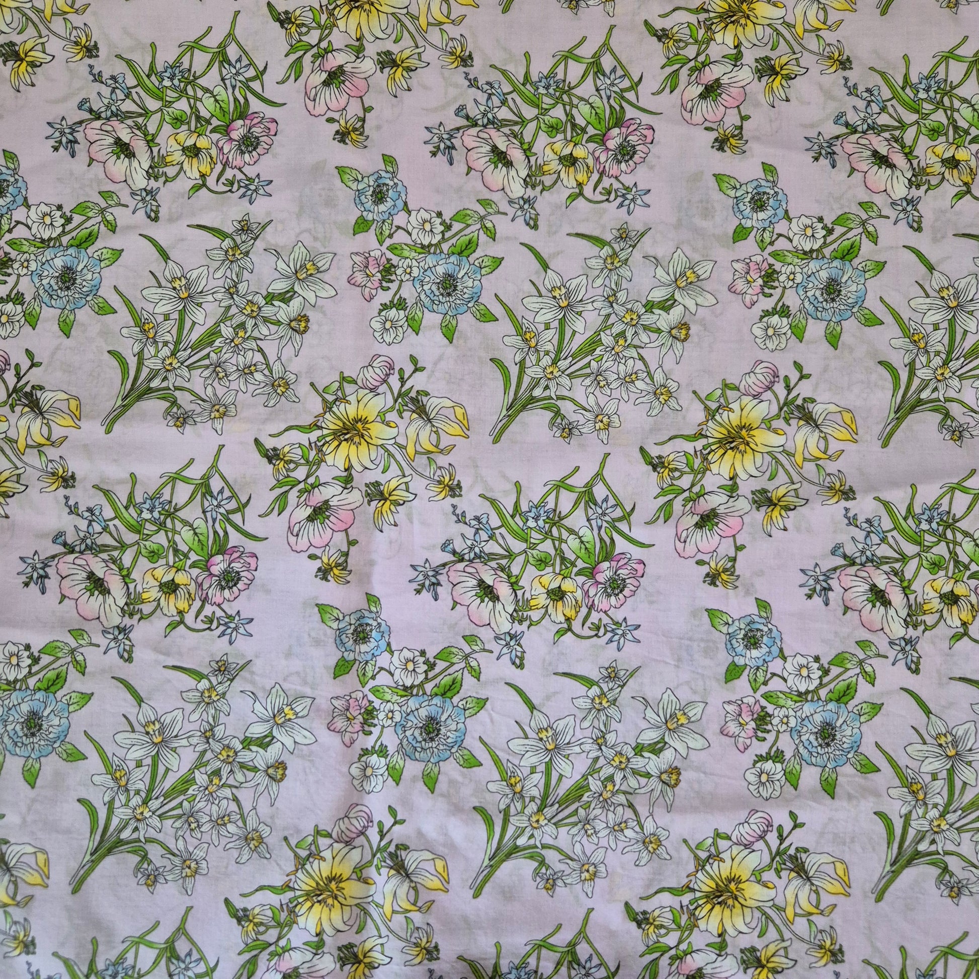 pink voile with flower bouquet design