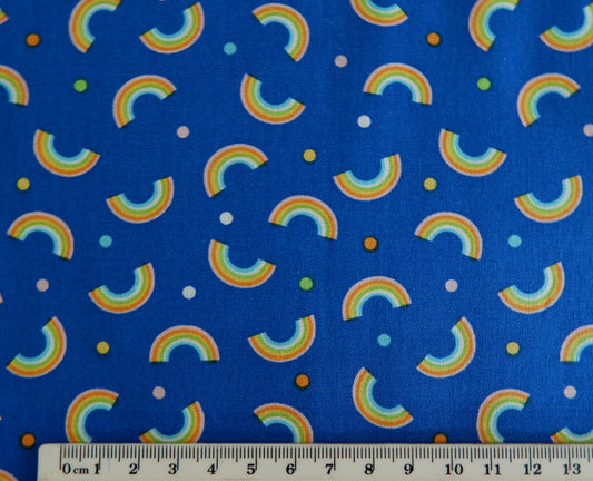 Cotton Fabric - Little Rainbows on Royal Blue - Noah's Journey - Benartex