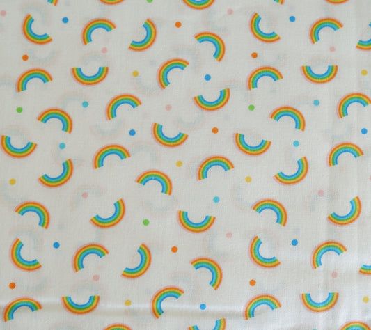 Cotton Fabric - Little Rainbows on White - Noah's Journey, Benartex