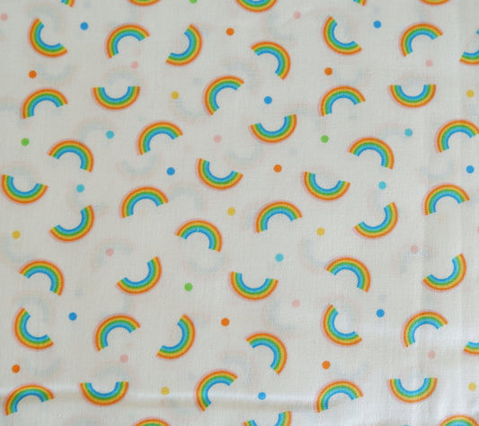 Fat Quarter - Little Rainbows on White - Noah's Journey, Benartex - Cotton Fabric